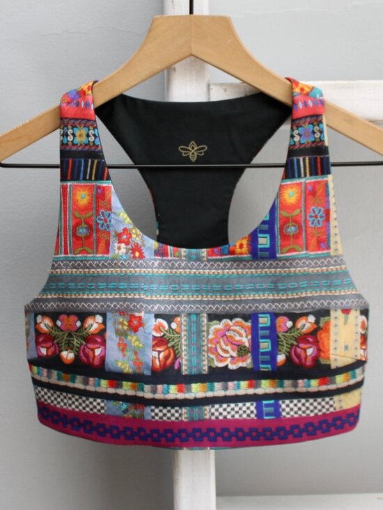 Johnny Was Other - Johnny Was Beatrice Bee Active Reversible Sports Bra Black Multicolor Size XS